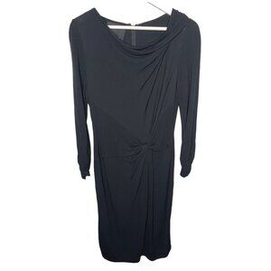 Carlisle Black Ruched Sheath Dress Size 4 Long Sleeve